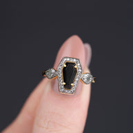 gemstone coffin gold ring