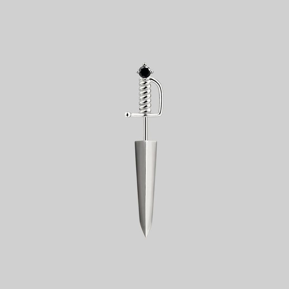 silver dagger illusion earring
