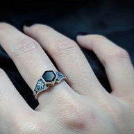 black gemstone signet ring