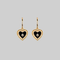 black enamel star heart earrings