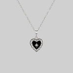 black heart diamond silver necklace