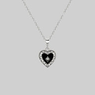 black heart diamond silver necklace