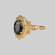 black gemstone cocktail ring