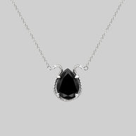 BITTERSWEET. Double Serpent Onyx Necklace - Silver