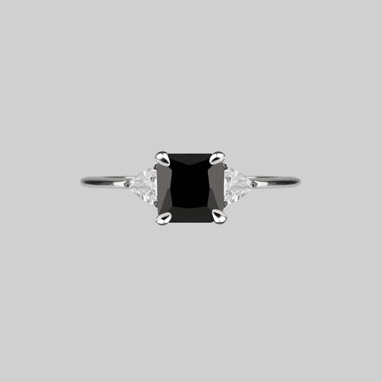 BETROTHAL. Black Spinel Silver Ring
