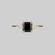 black spinel gemstone ring gold 