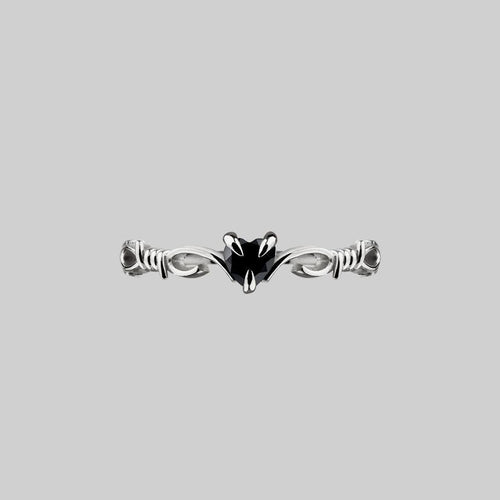 ELYSIAN. Black Spinel Dagger Hoop Earrings - Silver