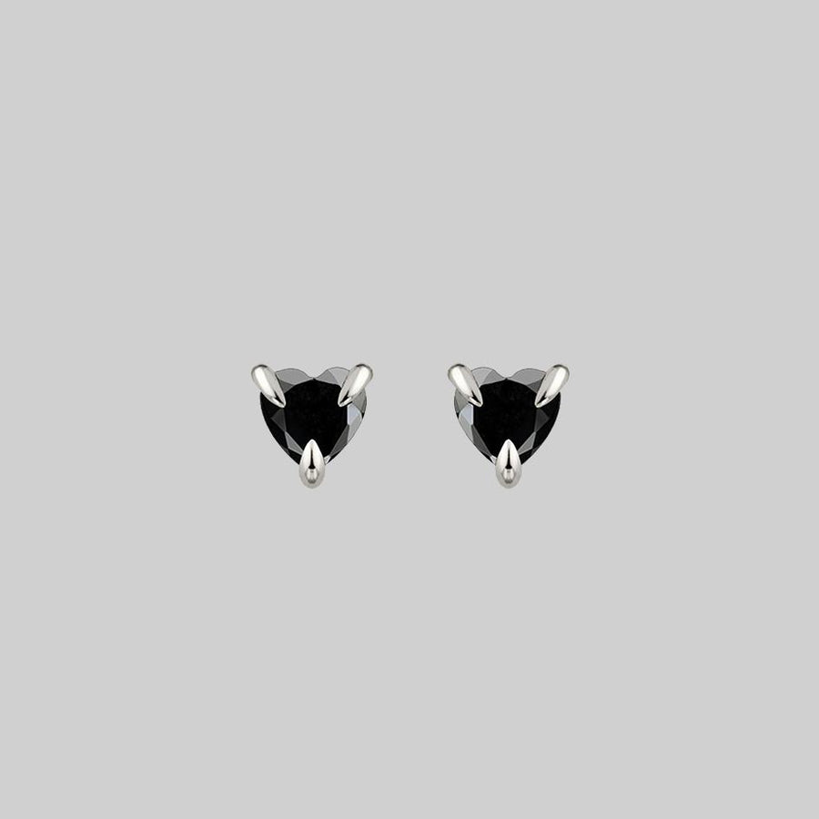 black heart silver stud earrings