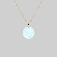 large blue crystal pendant necklace gold