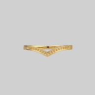 Simple dotted gold chevron wishbone ring.