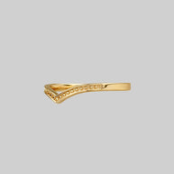 Simple dotted gold chevron wishbone ring.