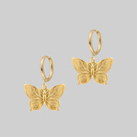 cute gold butterfly hoop eearrings