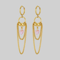POUR YOUR HEART OUT. Pierced Chain Drop Earrings - Gold