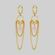 POUR YOUR HEART OUT. Pierced Chain Drop Earrings - Gold