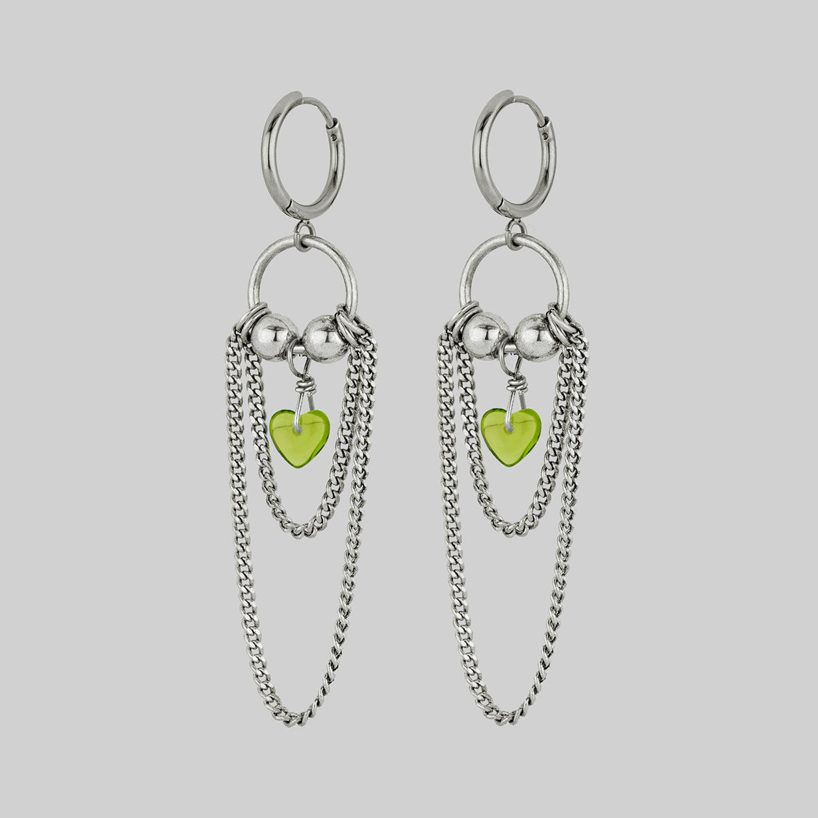 POUR YOUR HEART OUT. Pierced Chain Drop Earrings - Silver