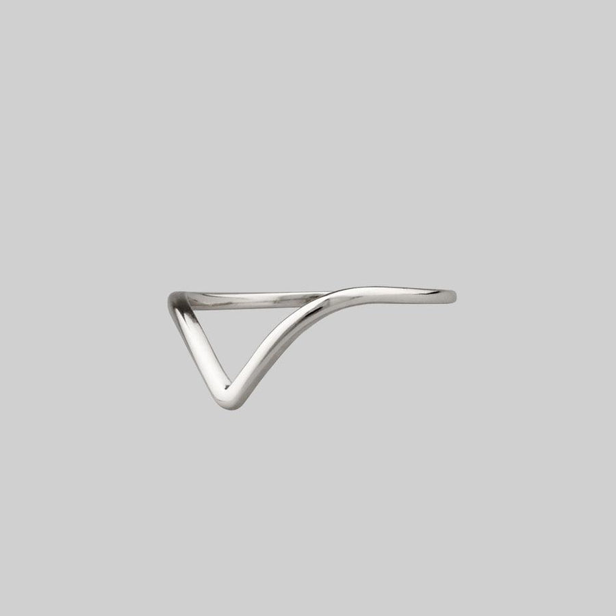 silver simple chevron curved ring