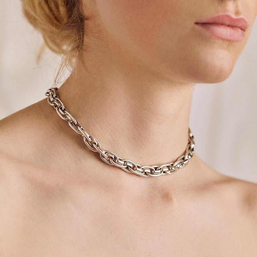 Sterling Silver Chunky Chain Link T Bar Necklace By MayaH Jewellery | Chunky  silver jewellery, Chain necklace outfit, Chain necklace