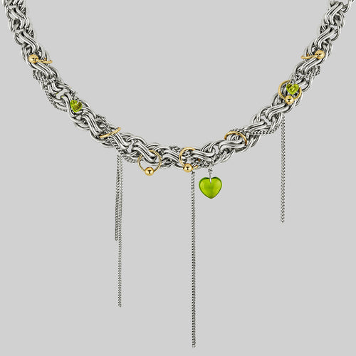 CHANGE OF HEART. Pierced Chain Drop Choker - Silver