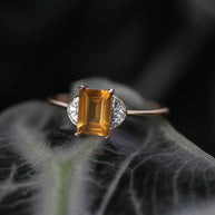 vintage style citrine gemstone ring