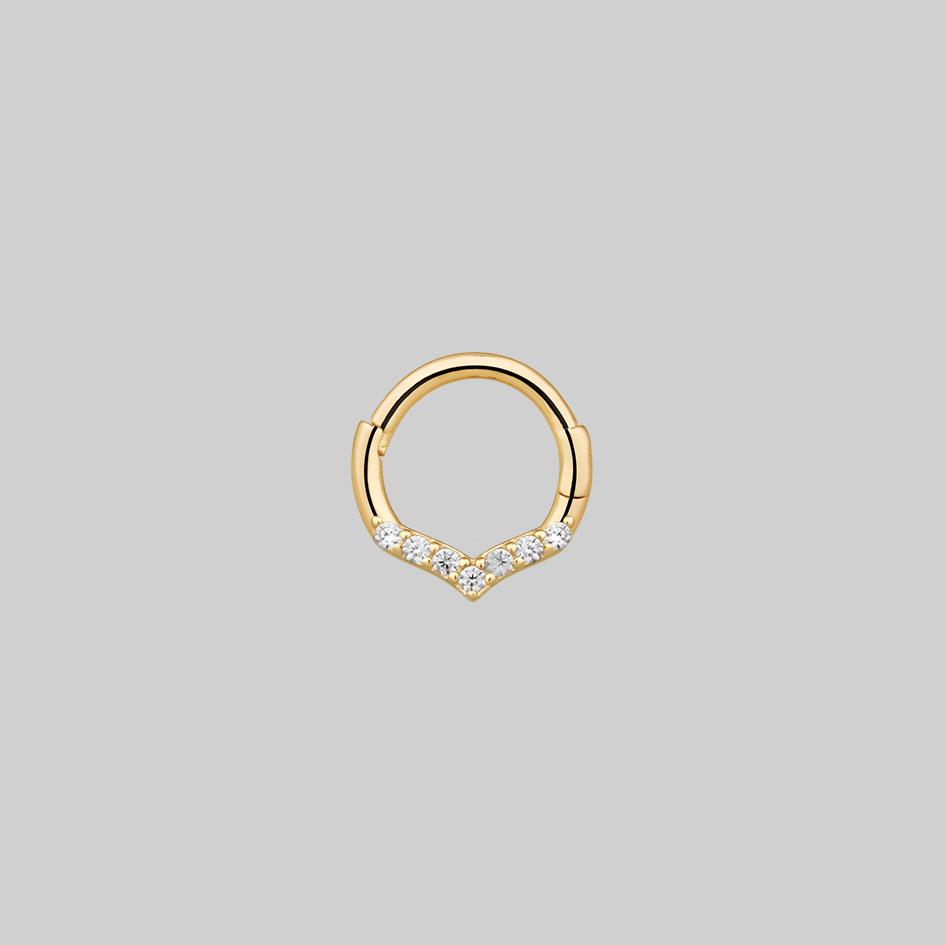 chevron diamond septum ring gold 