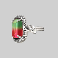 MALICE. Tourmaline CZ Coiled Snake Cocktail Ring - Silver