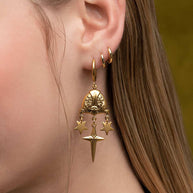 cross star dangly earrings