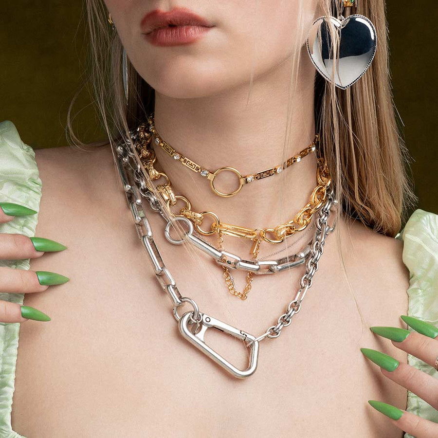 ANNE. CZ Fancy Link Choker Gold