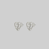 cute flower heart silver earrings