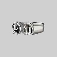 chunky silver word ring 