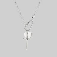 dagger and heart chain necklace silver