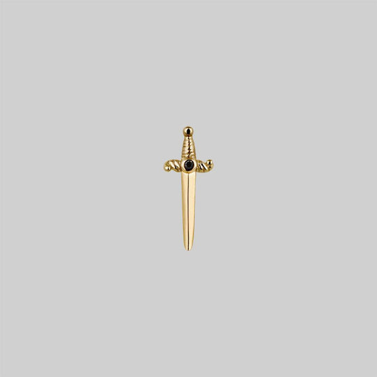 BETRAYAL. Gold & Black Spinel Dagger Earring - Helix/Tragus