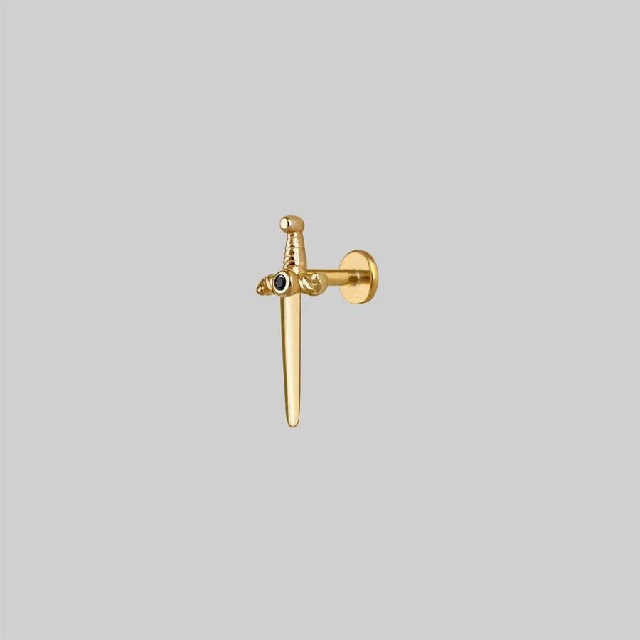BETRAYAL. Gold Black Spinel Dagger Earring Helix Tragus