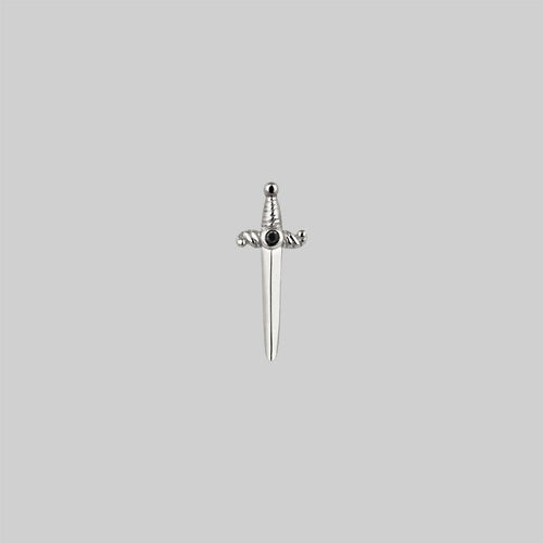 MAJESTY. Black Spinel Dagger Wrap Ring - Silver
