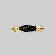 skeleton coffin gold scroll detail ring 