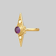 diamond shape amethyst gold ring