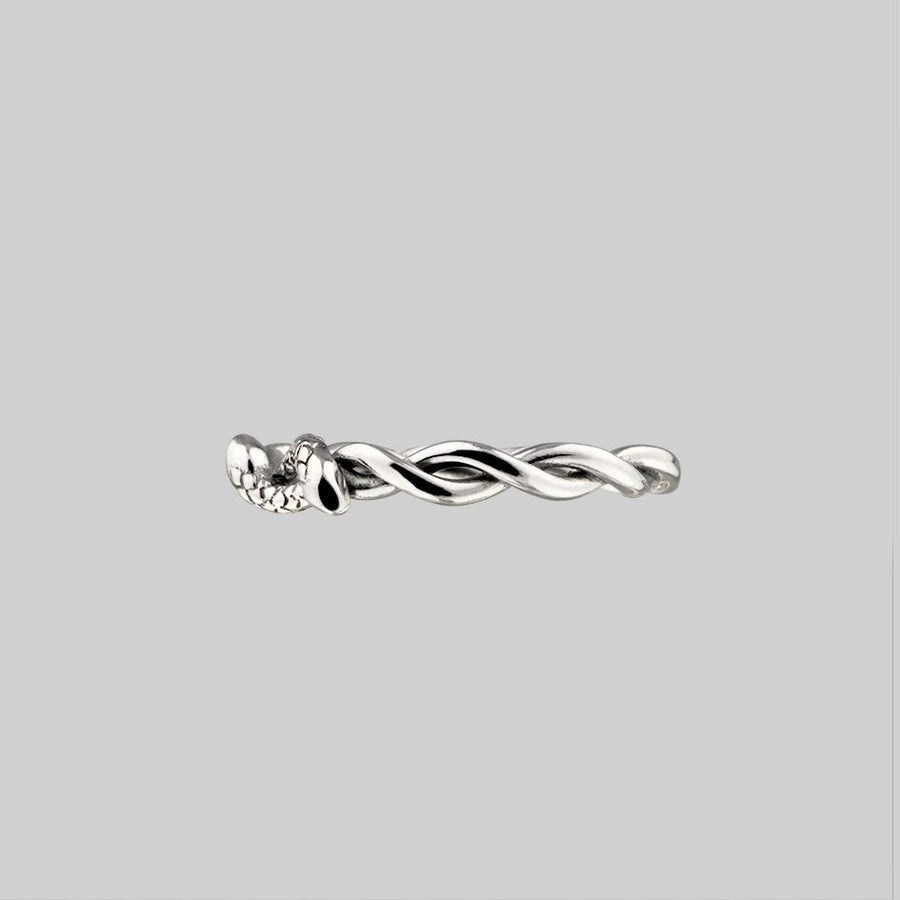 double headed twisted snake ring silver