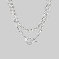 silver double wrap chain necklace