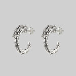 statement detailed dragon hoop earrings