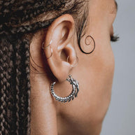 DRAKE. Dragon Hoop Earrings - Silver