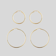 Earrings - Gold Hoop Earrings - Set Of 2