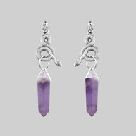 Earrings - MERTLE. Snake Wrap Amethyst Earrings