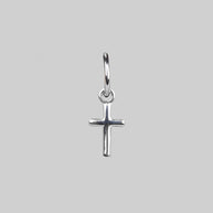 Earrings - SABBATH. Single Silver Hoop Earring With Cross Charm