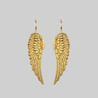 gold angel wing hoops