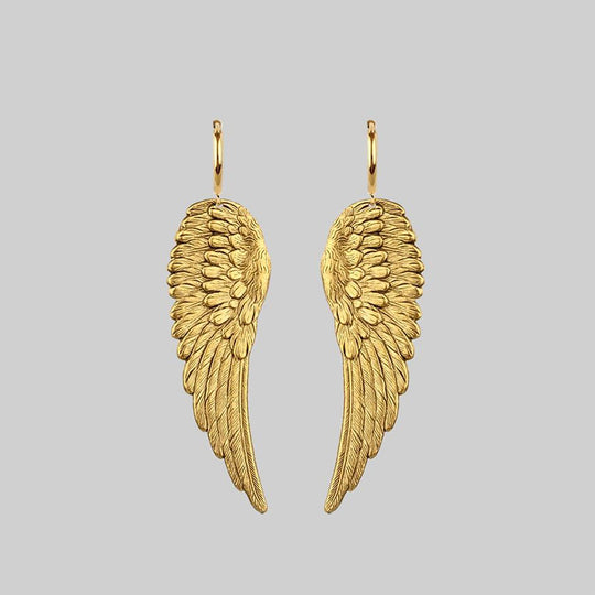 FALLEN SAINT. Angel Wing Hoop Earrings - Gold