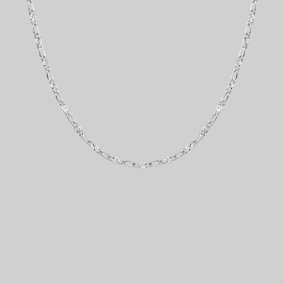textured figaro silver layering chain necklace