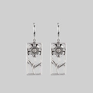 silver framed flower hoop earrings
