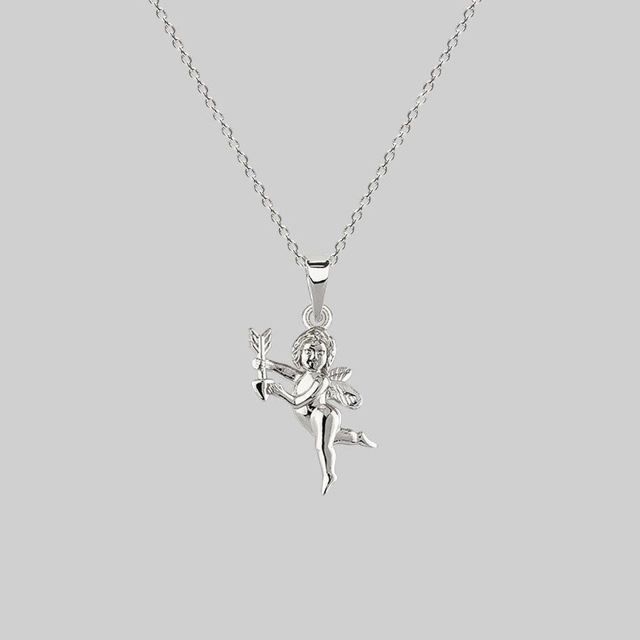 Silver sales cherub necklace