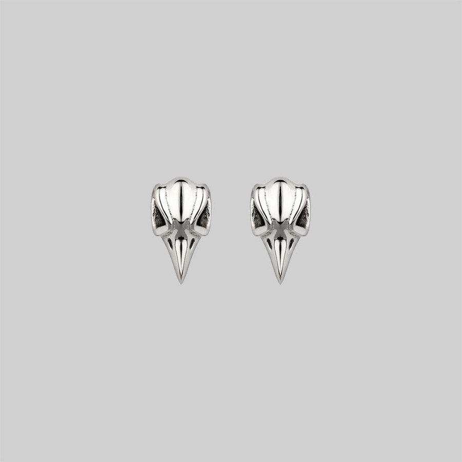 MERLA. Raven Skull Earrings - Silver – REGALROSE
