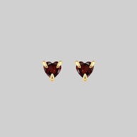 red heart gold stud earrings