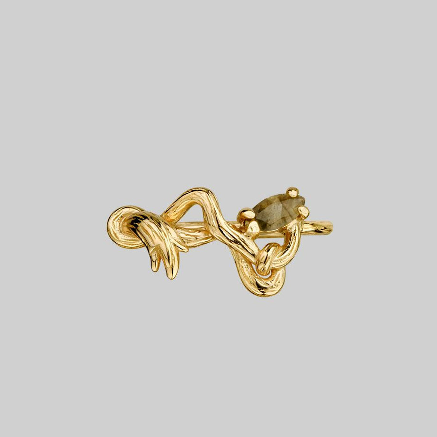 Gold branch ring with Labradorite gemstone